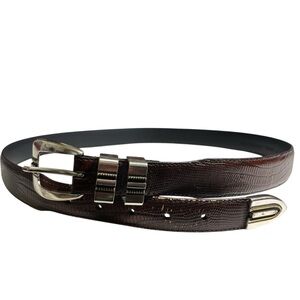 Brown Alligator Embossed Leather Belt Western Southwestern Men's Size 42